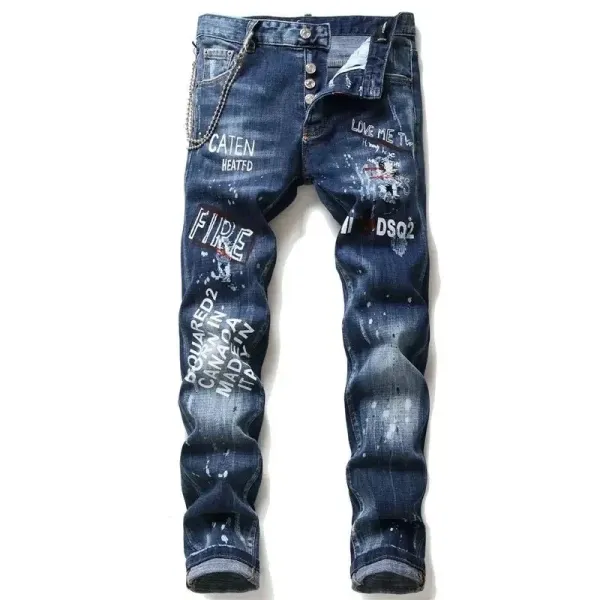 DSQUARED2 Caten Heated Fire Painted Denim Jeans - 1