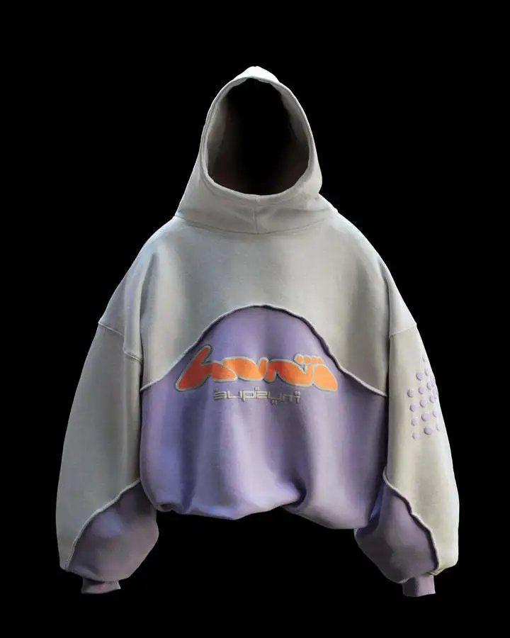 Syna World Hoodie Curved Logo Grey Purple