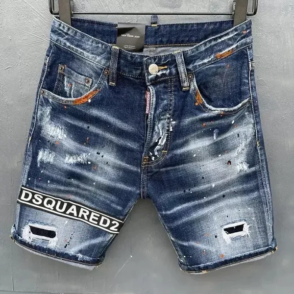 DSQUARED2 New Rider Jean Distressed Denim Shorts Blue - 1