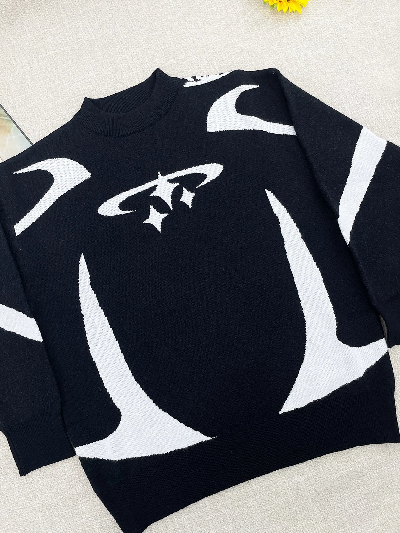 Design Floral Knit Sweater Black - 11