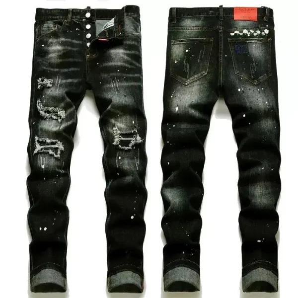 Dsquared2 S74LB0695 Distressed Paint-Splatter Black Jeans - 1