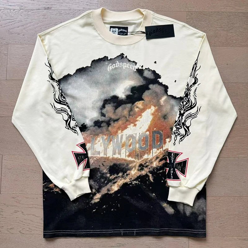 Godspeed T-shirt Hollywood Inferno Long Sleeve Bone
