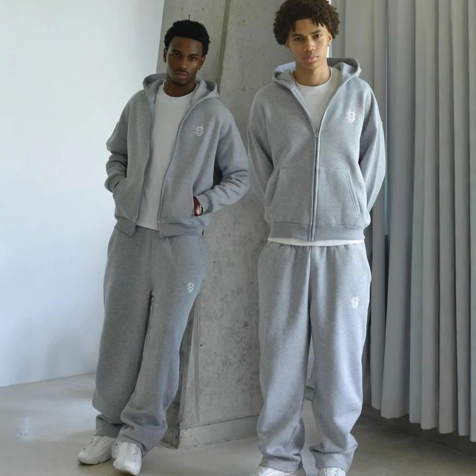 SUVENE track suits street hip-hop zipper loose solid color track suit