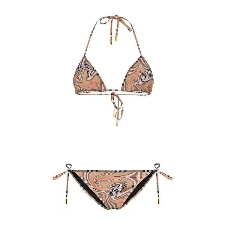 Women's Tie-Side Two-Piece Bikini Swimsuit Set Multi-Color