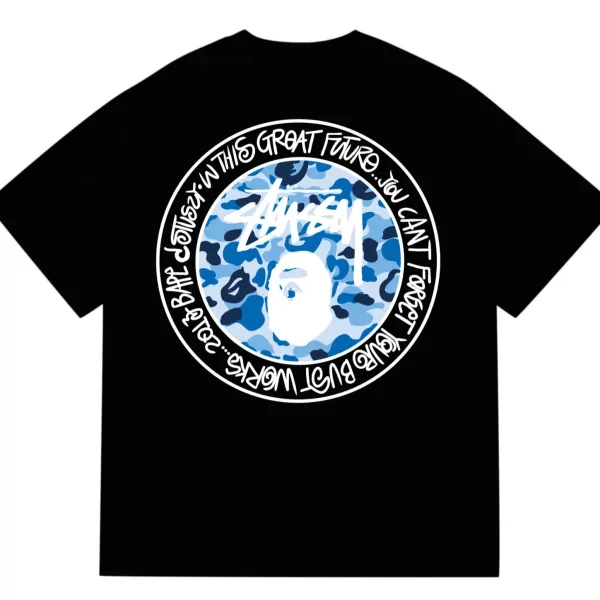 A Bathing Ape Sakura Ape Head Embroidered Black T-Shirt - 6
