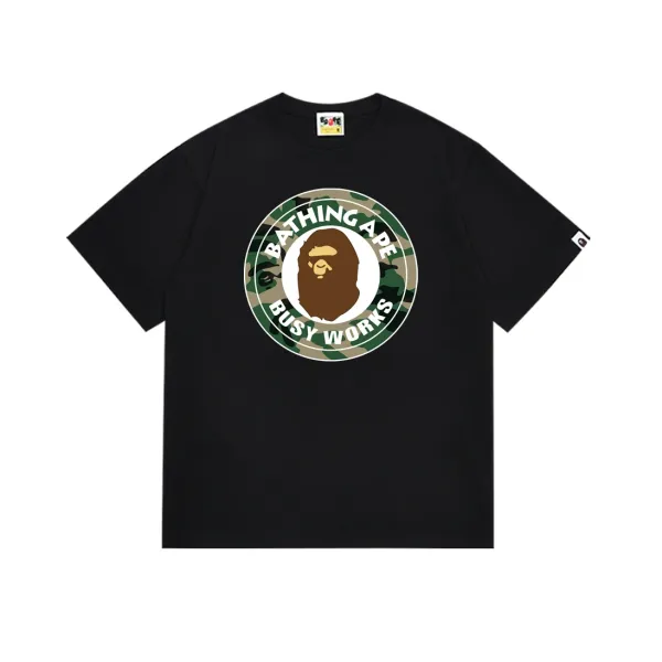 A Bathing Ape Busy Works Camo Logo Black T-Shirt - 1
