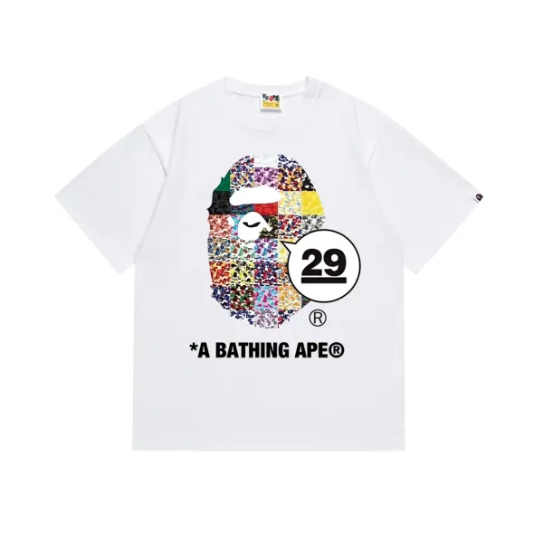 A Bathing Ape 29th Anniversary Patchwork Ape Head White T-Shirt - 1