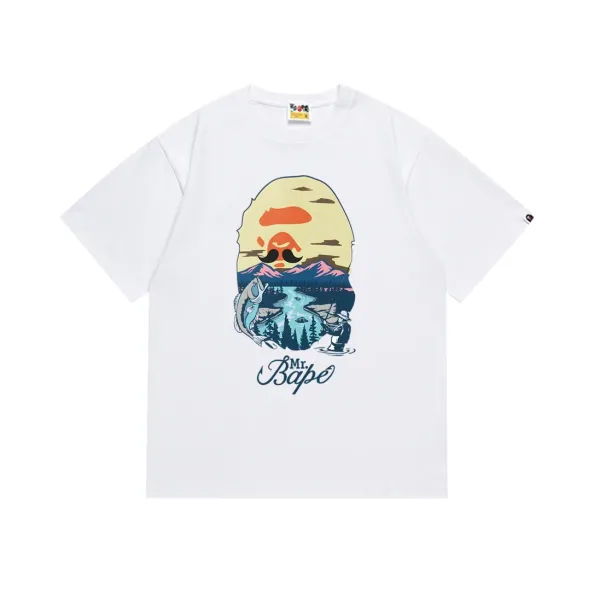 A Bathing Ape Mr. Bape Graphic Print White T-Shirt - 1