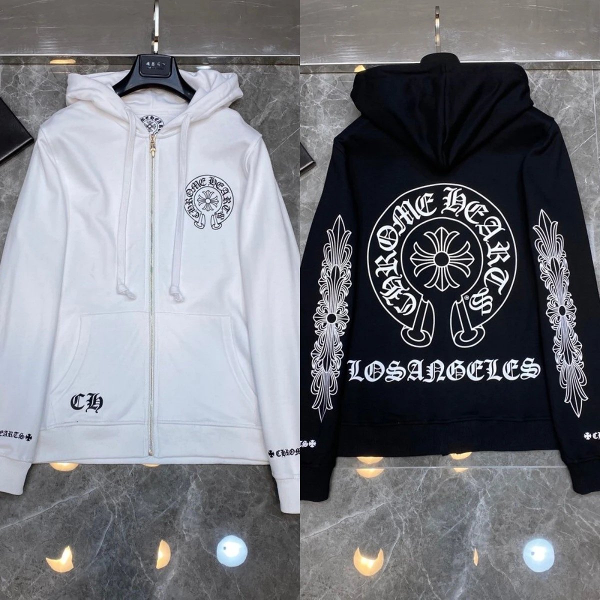 Chrome Hearts Black Embroidered Hooded Zip-Up Sweatshirt