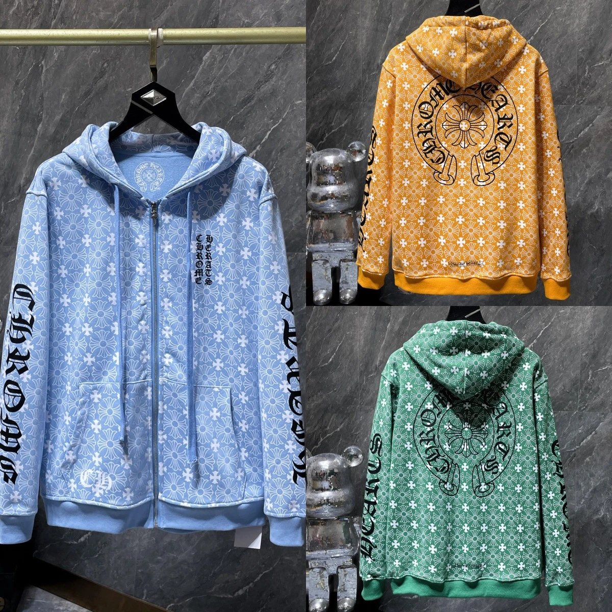 Chrome Hearts Black Embroidered Hooded Zip-Up Sweatshirt