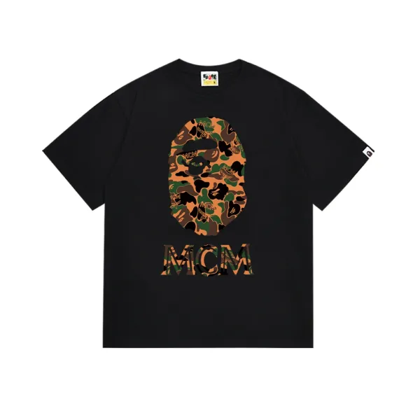 A Bathing Ape Sakura Ape Head Embroidered Black T-Shirt - 4