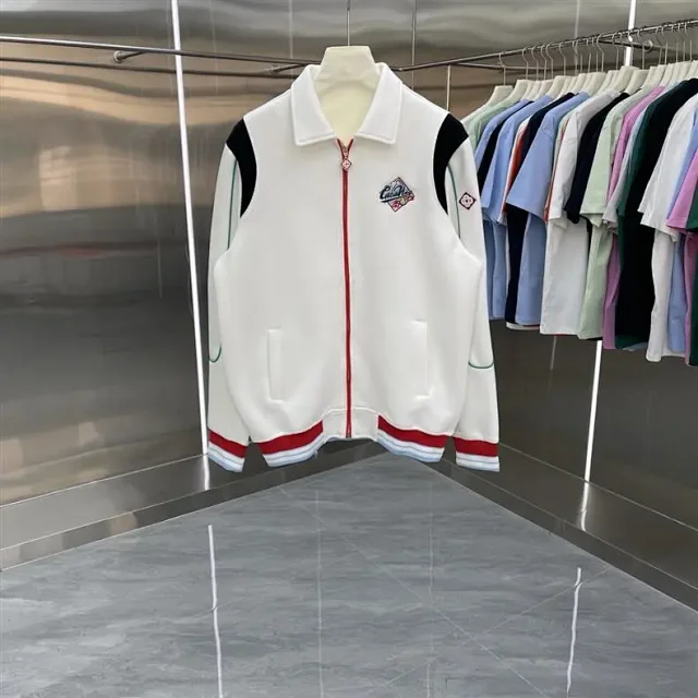 Casablanca Tracksuits Zip-up track jacket and trousers set with embroidered leaf stripe product detail image 7
