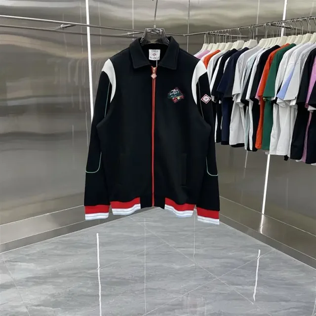 Casablanca Tracksuits Zip-up track jacket and trousers set with embroidered leaf stripe product detail image 1