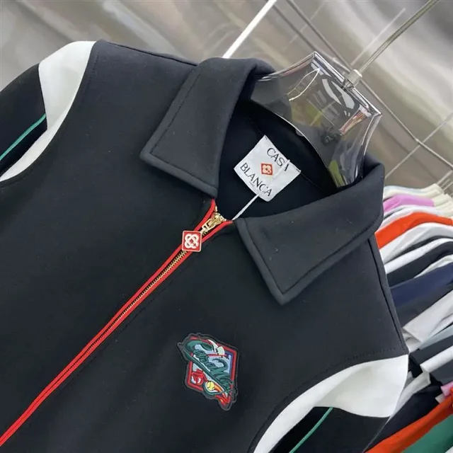 Casablanca Tracksuits Zip-up track jacket and trousers set with embroidered leaf stripe product detail image 3