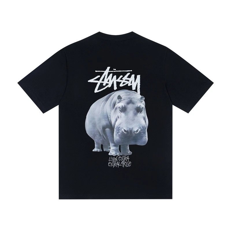 Stüssy T-Shirts Multicolor logo and skull graphic — GG 555#Black