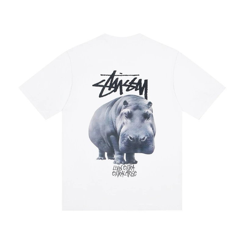 Stüssy T-Shirts Multicolor logo and skull graphic — G 555#white