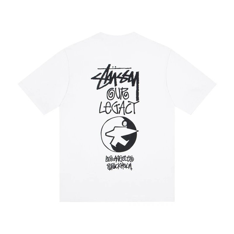 Stüssy T-Shirts Multicolor logo and skull graphic — G 5000#white