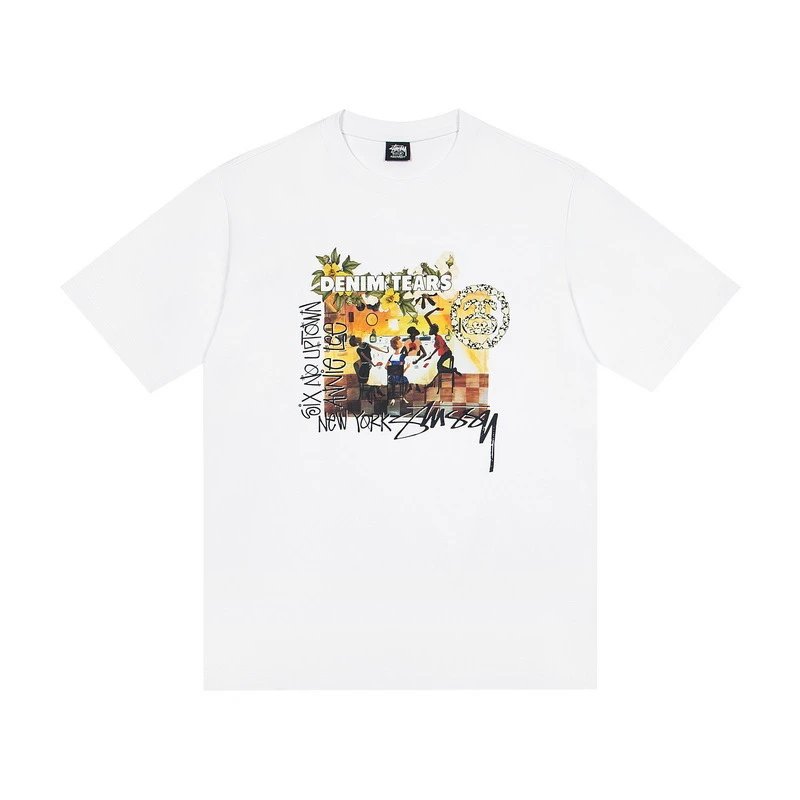 Stüssy T-Shirts Multicolor logo and skull graphic — G50S#white