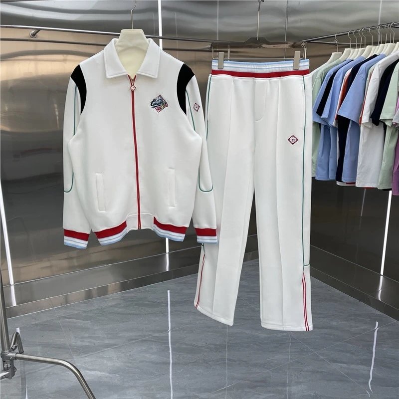 Casablanca Tracksuits Zip-up track jacket and trousers set with embroidered leaf stripe image 2
