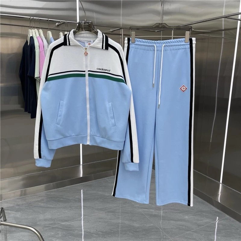 Casablanca Tracksuits Zip-up track jacket and trousers set with embroidered leaf stripe image 4