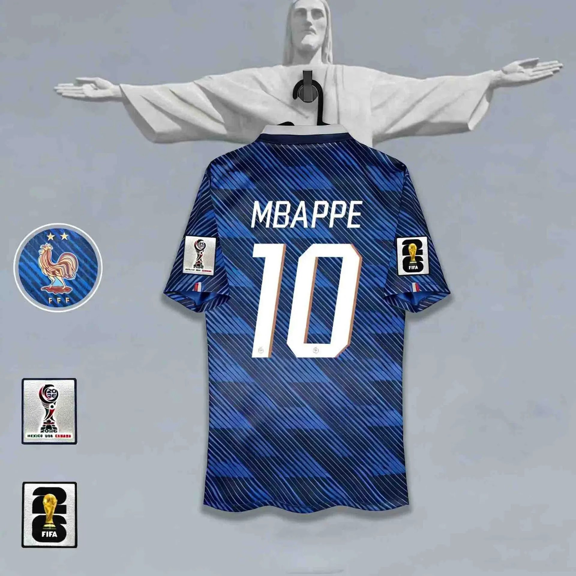 Design France National Team Mbappé #10 2026 World Cup Away Jersey Blue Jersey - 1