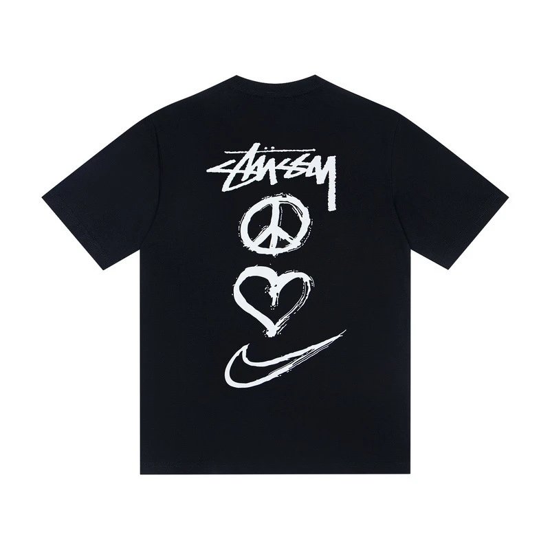 Stüssy T-Shirts Multicolor logo and skull graphic — G 5505#Black