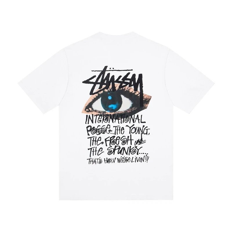 Stüssy T-Shirts Multicolor logo and skull graphic — G 50#white