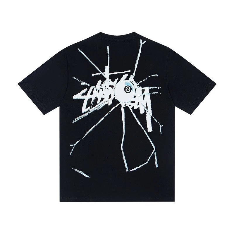 Stüssy T-Shirts Multicolor logo and skull graphic — G55M#Black