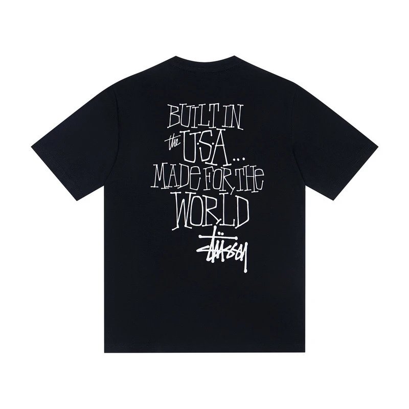 Stüssy T-Shirts Multicolor logo and skull graphic — G550S#Black