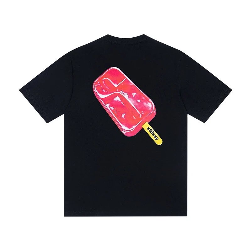 Stüssy T-Shirts Multicolor logo and skull graphic — G55L#Black