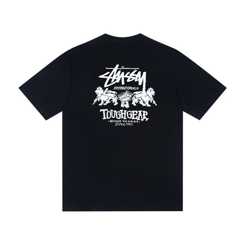 Stüssy T-Shirts Multicolor logo and skull graphic — G50L#Black