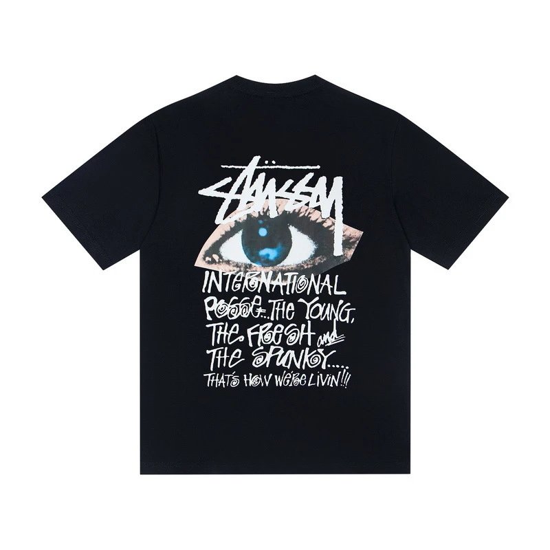 Stüssy T-Shirts Multicolor logo and skull graphic — G 50#Black
