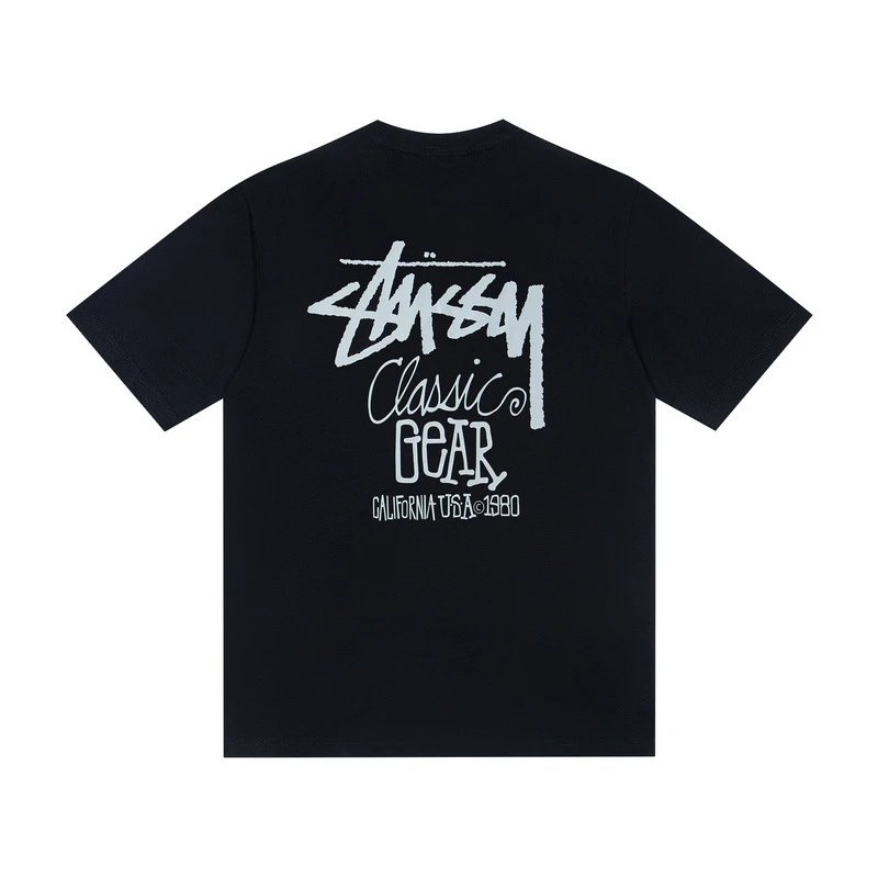 Stüssy T-Shirts Multicolor logo and skull graphic — G55S#Black