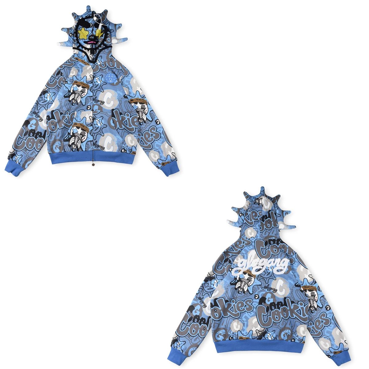 Glo Gang Hoodies & Sweatshirts Full-Zip Spiked Hood Graphic Hoodie — 18