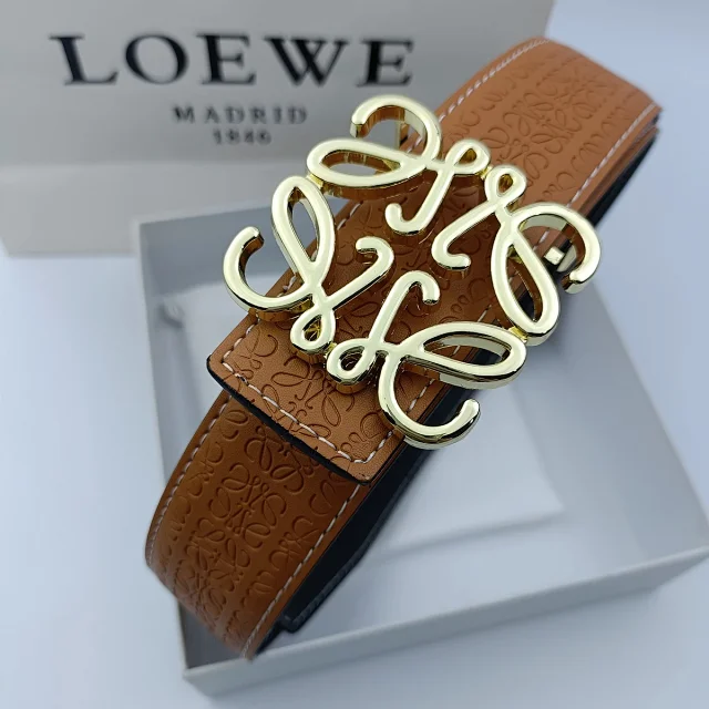 Loewe Belts Anagram Buckle Embossed Leather Belt product detail image 5
