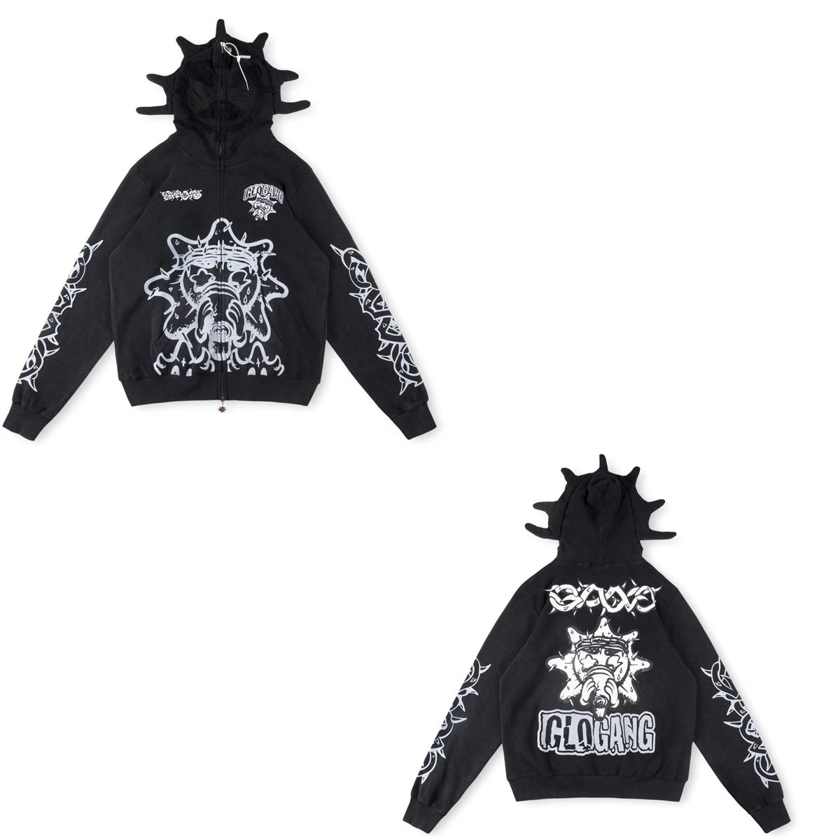Glo Gang Hoodies & Sweatshirts Full-Zip Spiked Hood Graphic Hoodie — 16