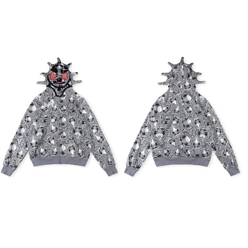 Glo Gang Hoodies & Sweatshirts Full-Zip Spiked Hood Graphic Hoodie — 25