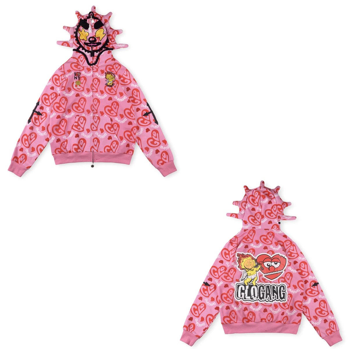 Glo Gang Hoodies & Sweatshirts Full-Zip Spiked Hood Graphic Hoodie — 10
