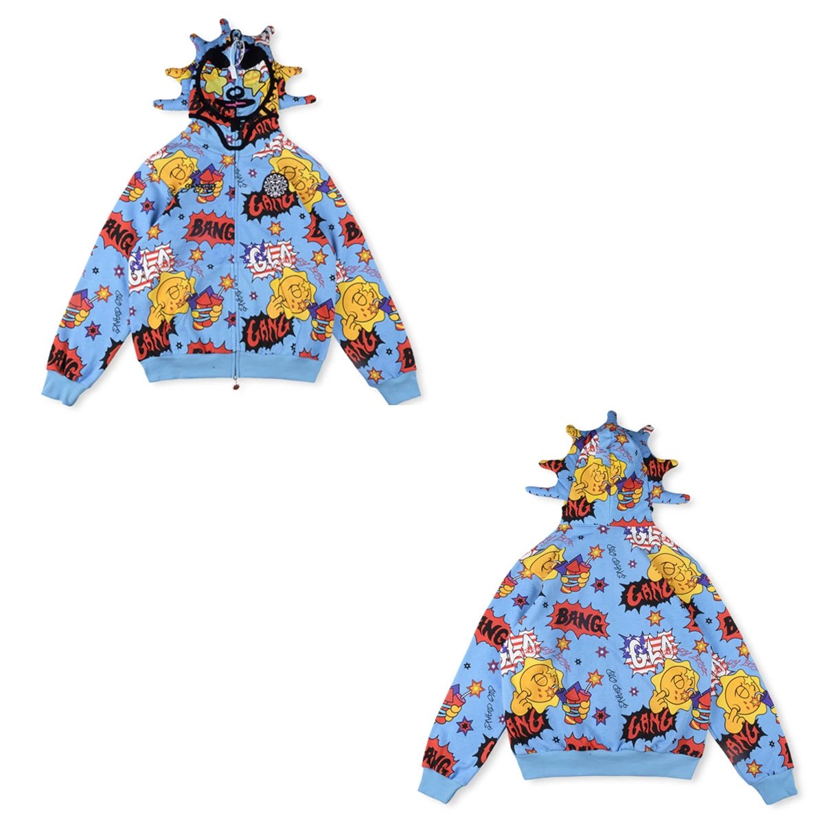Glo Gang Hoodies & Sweatshirts Full-Zip Spiked Hood Graphic Hoodie — 9