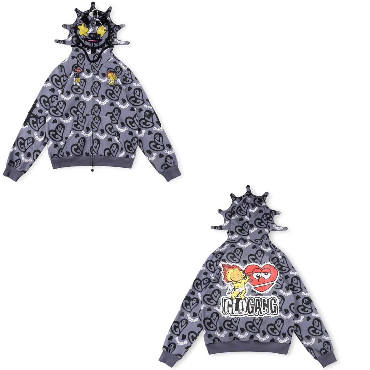 Glo Gang Hoodies & Sweatshirts Full-Zip Spiked Hood Graphic Hoodie — 14