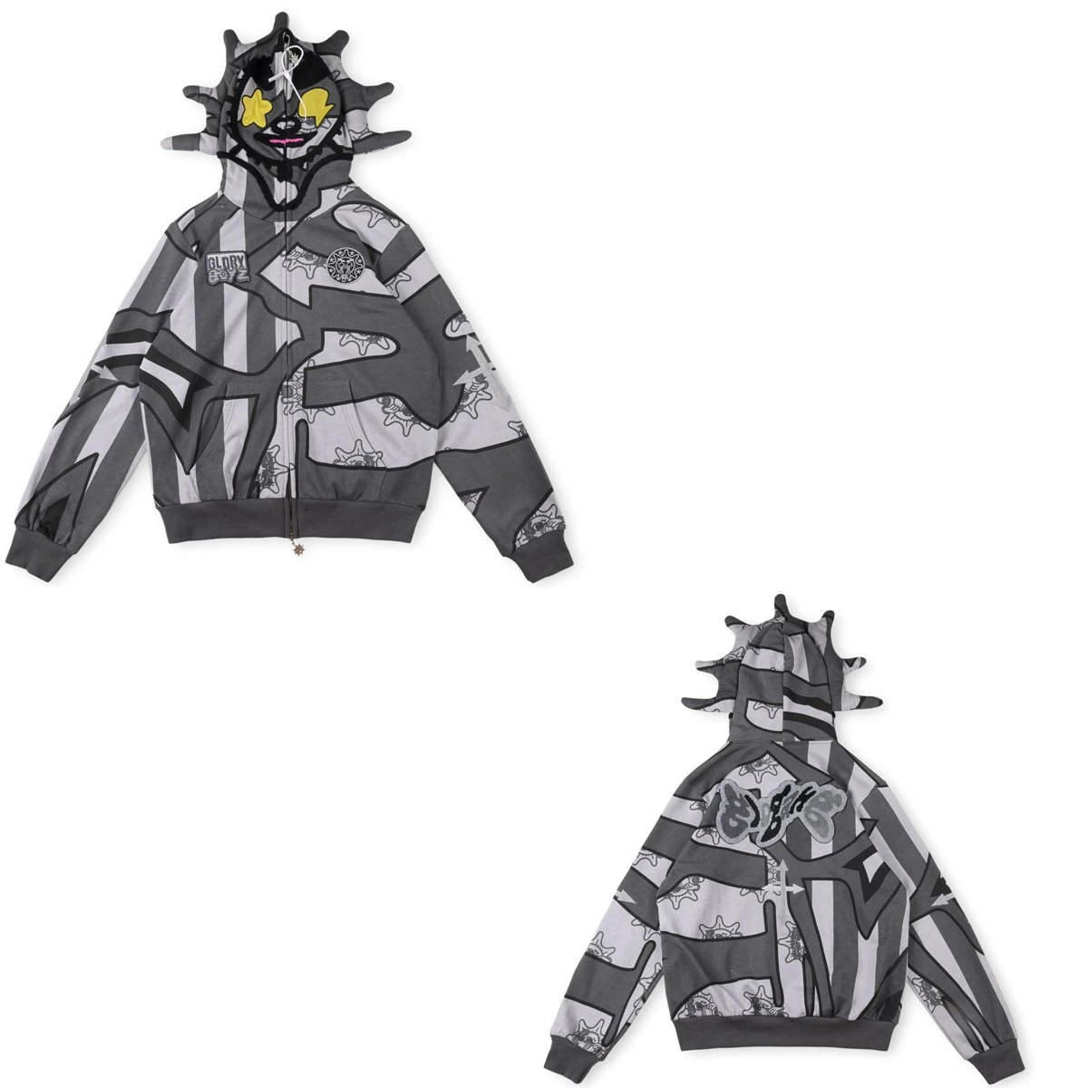 Glo Gang Hoodies & Sweatshirts Full-Zip Spiked Hood Graphic Hoodie — 15
