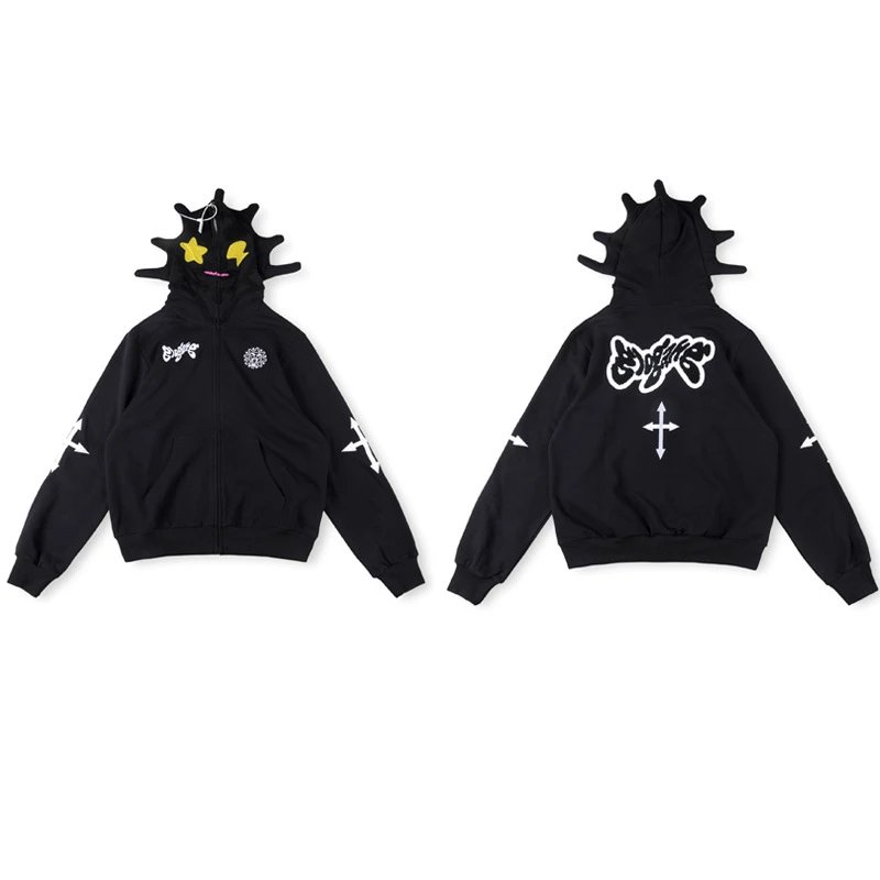 Glo Gang Hoodies & Sweatshirts Full-Zip Spiked Hood Graphic Hoodie — 26