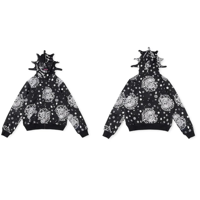 Glo Gang Hoodies & Sweatshirts Full-Zip Spiked Hood Graphic Hoodie — 20