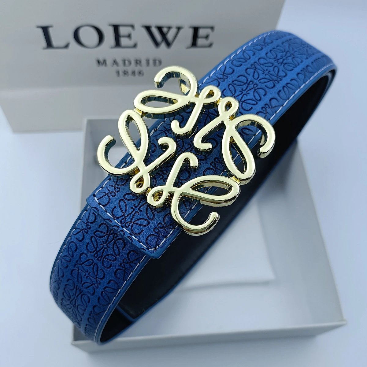 Loewe Belts Anagram Buckle Embossed Leather Belt image 3