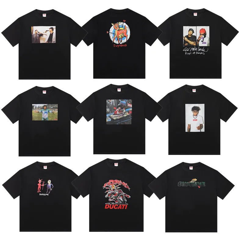 High Quality New European and American Trendy Pure Cotton Round Neck T-shirt English Logo Unisex Loose Edition T-shirt Couple Short Sleeve Tee

