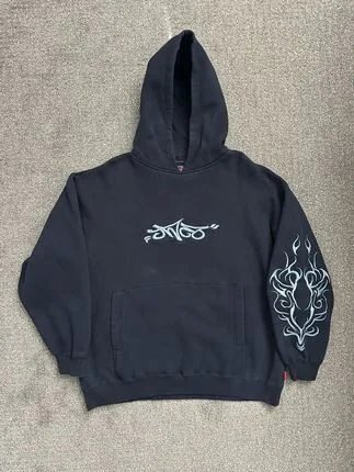 Black hoodie, printed