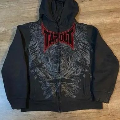 High Quality Y2K Skeleton Zipper Hoodie 90s Retro Pattern Printed Zipper Top L Sportswear