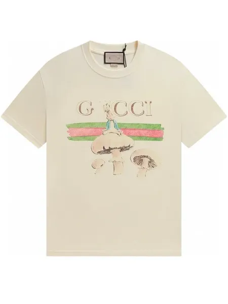 Gucci Cat Car Print White T-Shirt - 8