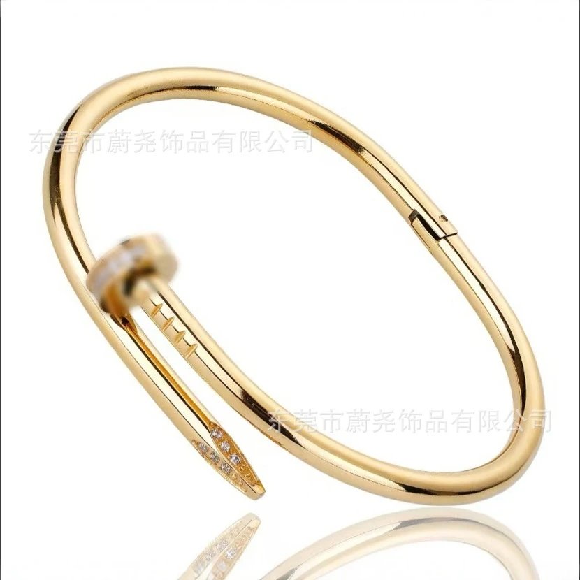 Gold Nail Design Open Bangle Bracelet