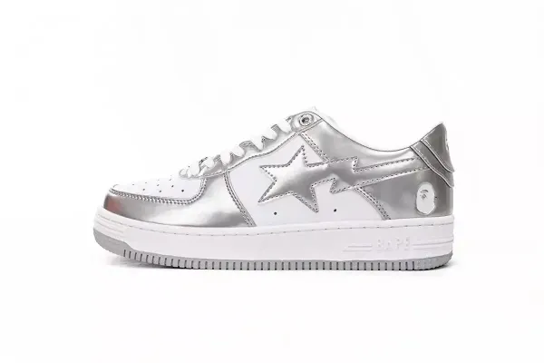 A Bathing Ape Bape Sta Silver Metallic Sneakers - 1